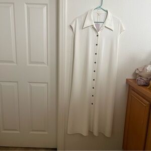 Chic White Button-Down Midi Dress